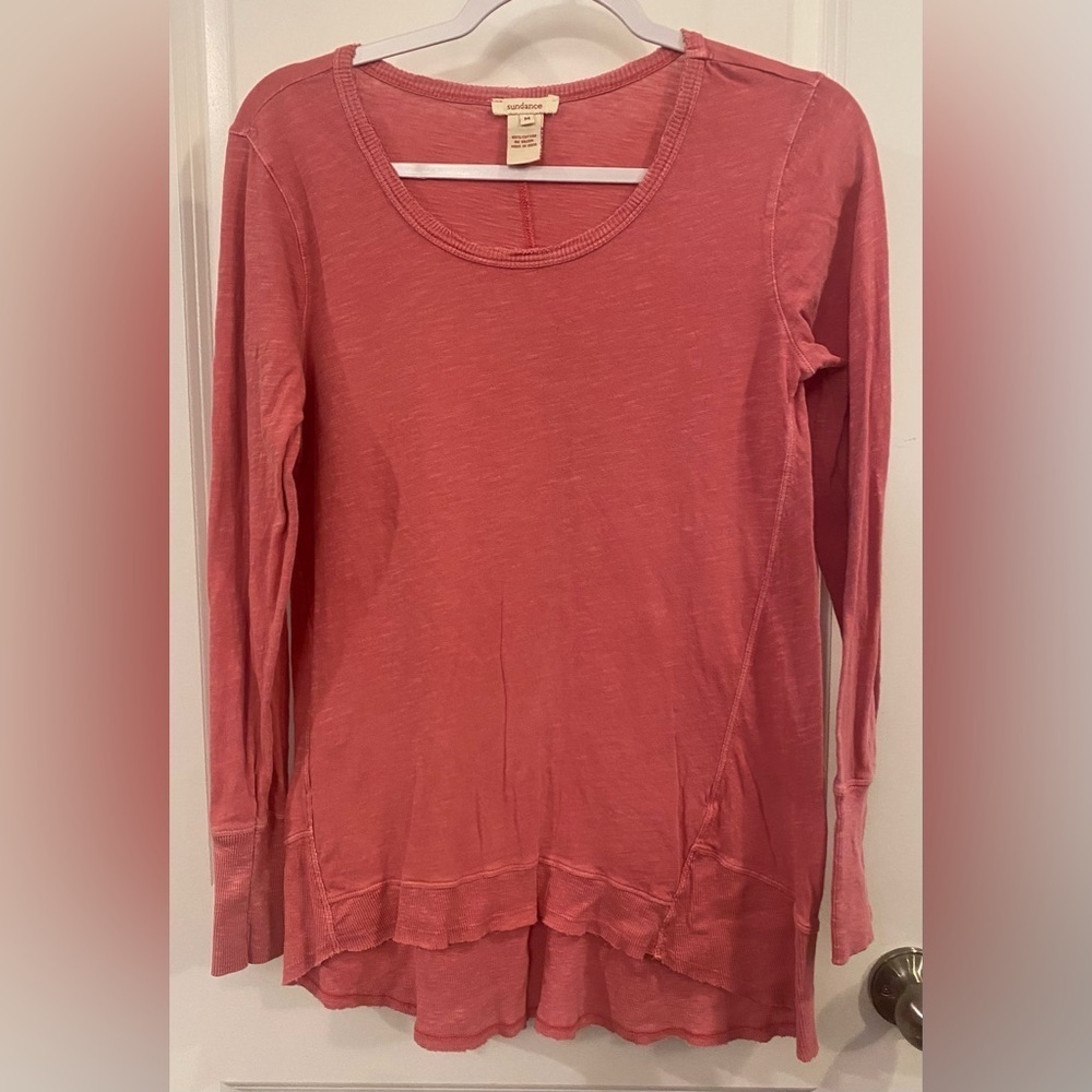 Sundance Long Sleeve Tunic Sz M Pinkish Coral 100% Cotton